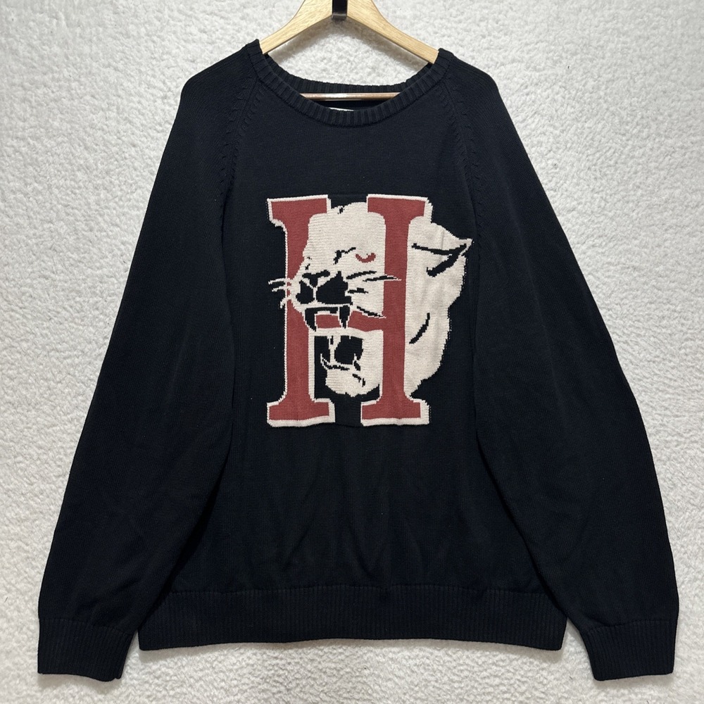 Honor The‎ Gift Mascot Sweater Men's 3XL Black Crew Neck Ribbed Trim Long Sleeve